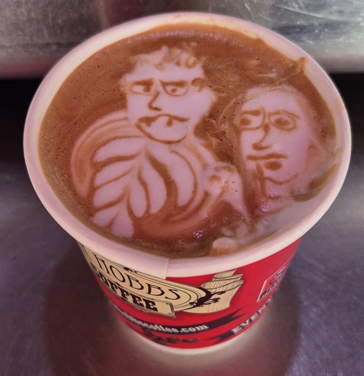 Coffee Art by Mr Hobbs today .from the Mobile Coffee Van in Dublin  we are availble for Hire by the Hour.
<a href="/MrHobbscoffee/">Mr Hobbs Coffee</a>