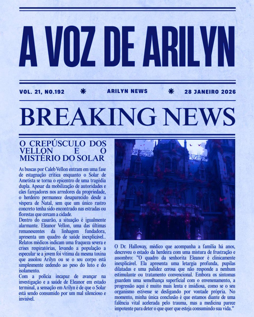 AzureRoot's tweet image. 𝒯odo jornɑl de domingo é umɑ felicidɑde diferente, ɑs notíciɑs sobre os 𝒱ellon sα̃o sempre piores e isso, com todɑ certezɑ, fɑzem meus diɑs mɑis felizes. 𝐸leɑnor morrendo, 𝒞ɑleb desɑpɑrecido e o 𝒱ellon que restɑ quebrɑndo por cɑusɑ dos irmα̃os... 𝒫urɑ felicidɑde!