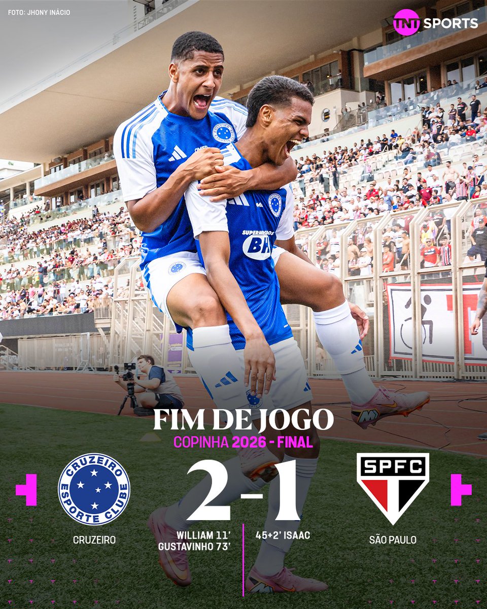 TNTSportsBR's tweet image. DEU CRUZEIRO NA FINAL DA COPINHA 2026! 🦊🔵 A Raposa vence o São Paulo na decisão e conquista o segundo título na história, o primeiro desde 2007! 💪🏆 #Copinha2026 #FutebolBrasileiro