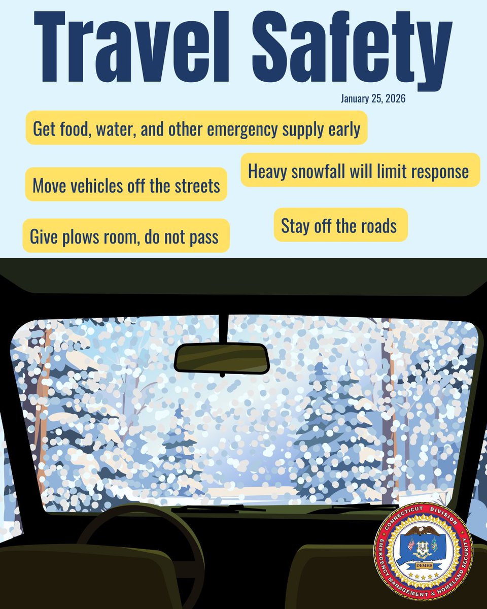 There have been numerous reports of accidents throughout Connecticut this morning since the start of the snowfall. We urge everyone to stay home and off the roads.

At its peak, the snowfall is expected to be 2 inches per hour, this means there will be a significant buildup of