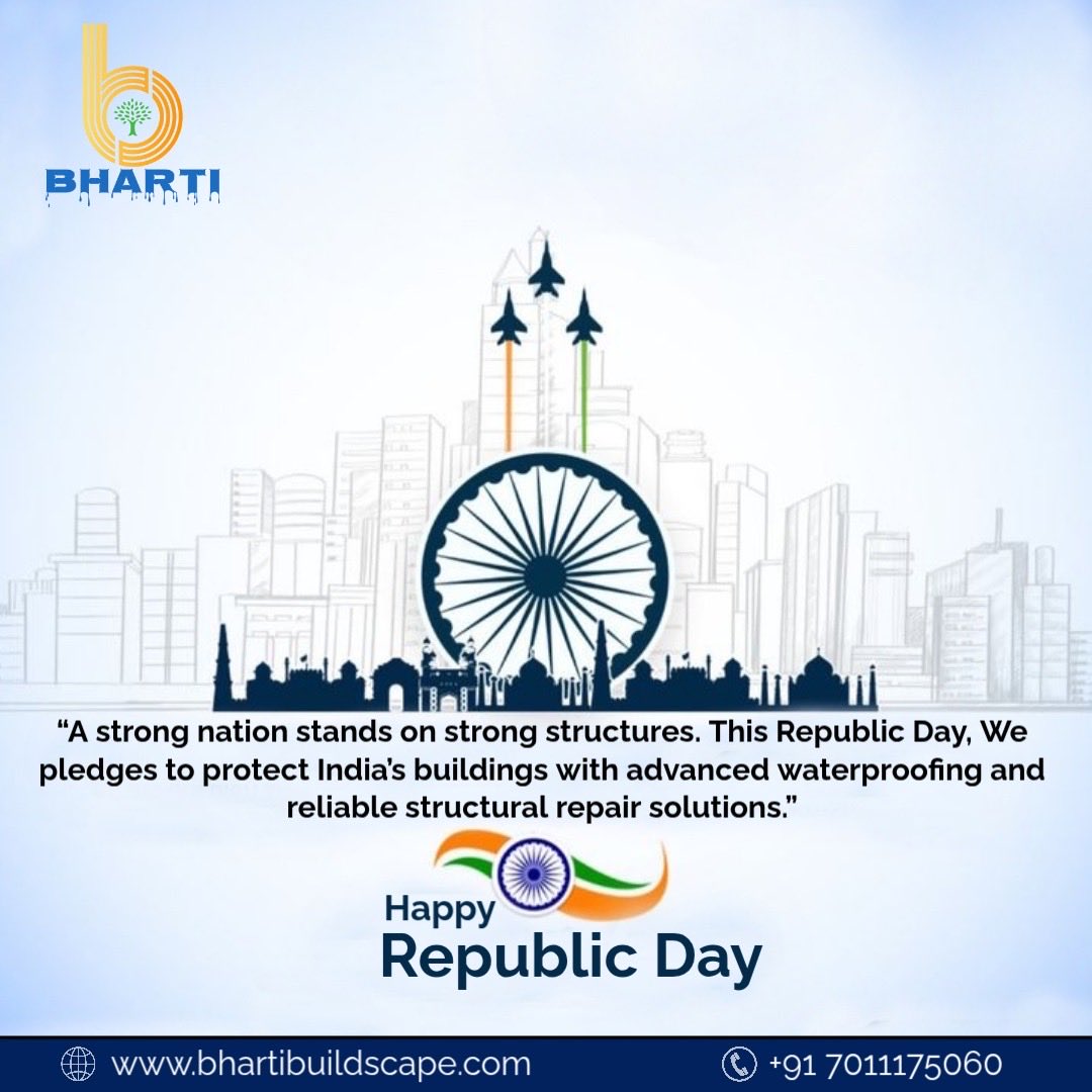 “On this Republic Day, Bharti Buildscape Pvt. Ltd. salutes the spirit of a strong India—built on solid foundations and protected by lasting waterproofing. We remain committed to repairing, strengthening, and safeguarding every structure for a better tomorrow.”