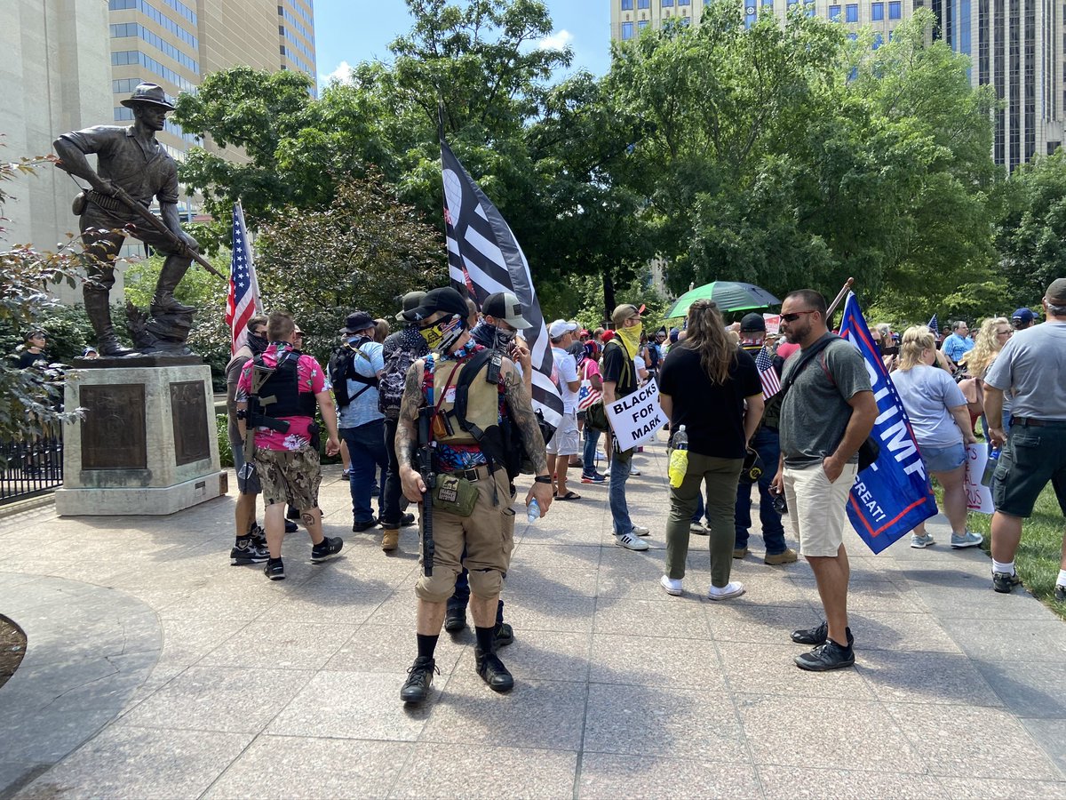 Homeland Security Secretary Kristi Noem:  “I don’t know of any peaceful protestor that shows up with a gun and ammunition rather than a sign.”

Here are four peaceful protests my staff and I have covered at the Ohio Statehouse, from 4/10/20, 1/17/21, 8/24/21 and 7/18/20
