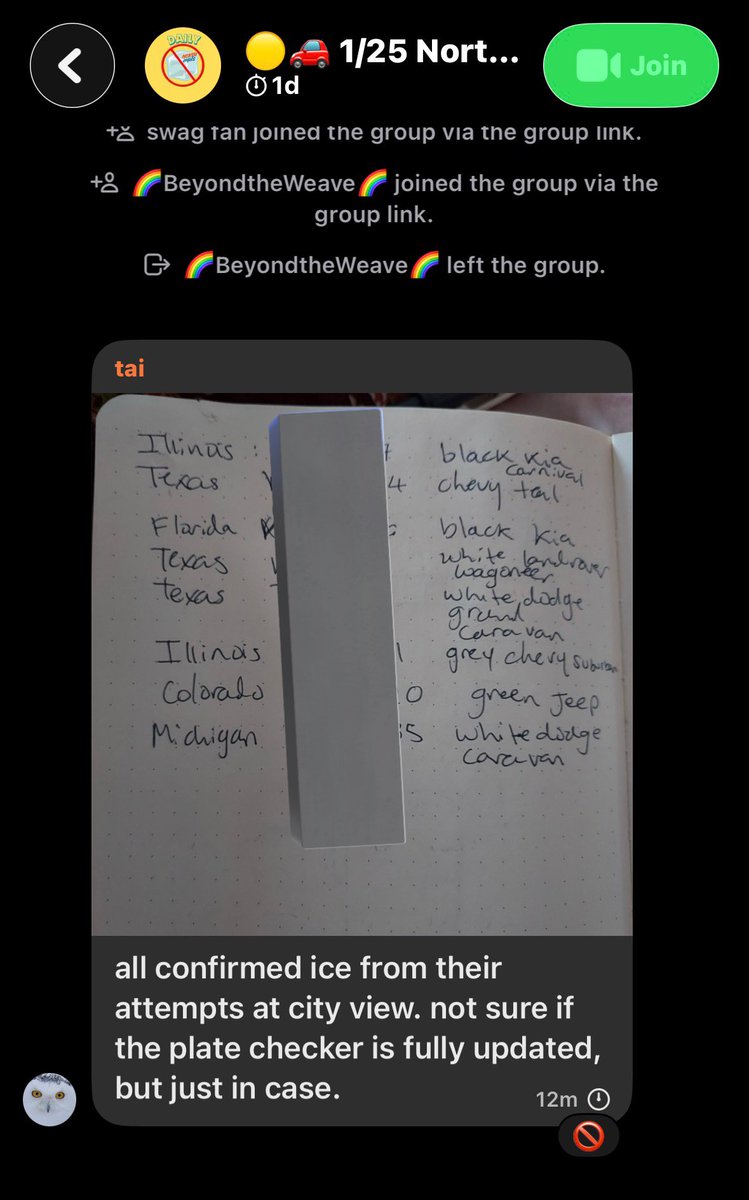 ginamilan_'s tweet image. 🚨 LOOK AT THIS 🚨

I joined a Signal group chat where they’re actively tracking ICE agents in Minneapolis. 

In real time, they’re running license plate numbers to follow and disrupt law enforcement operations.

This is straight-up criminal behavior targeting federal officers,…