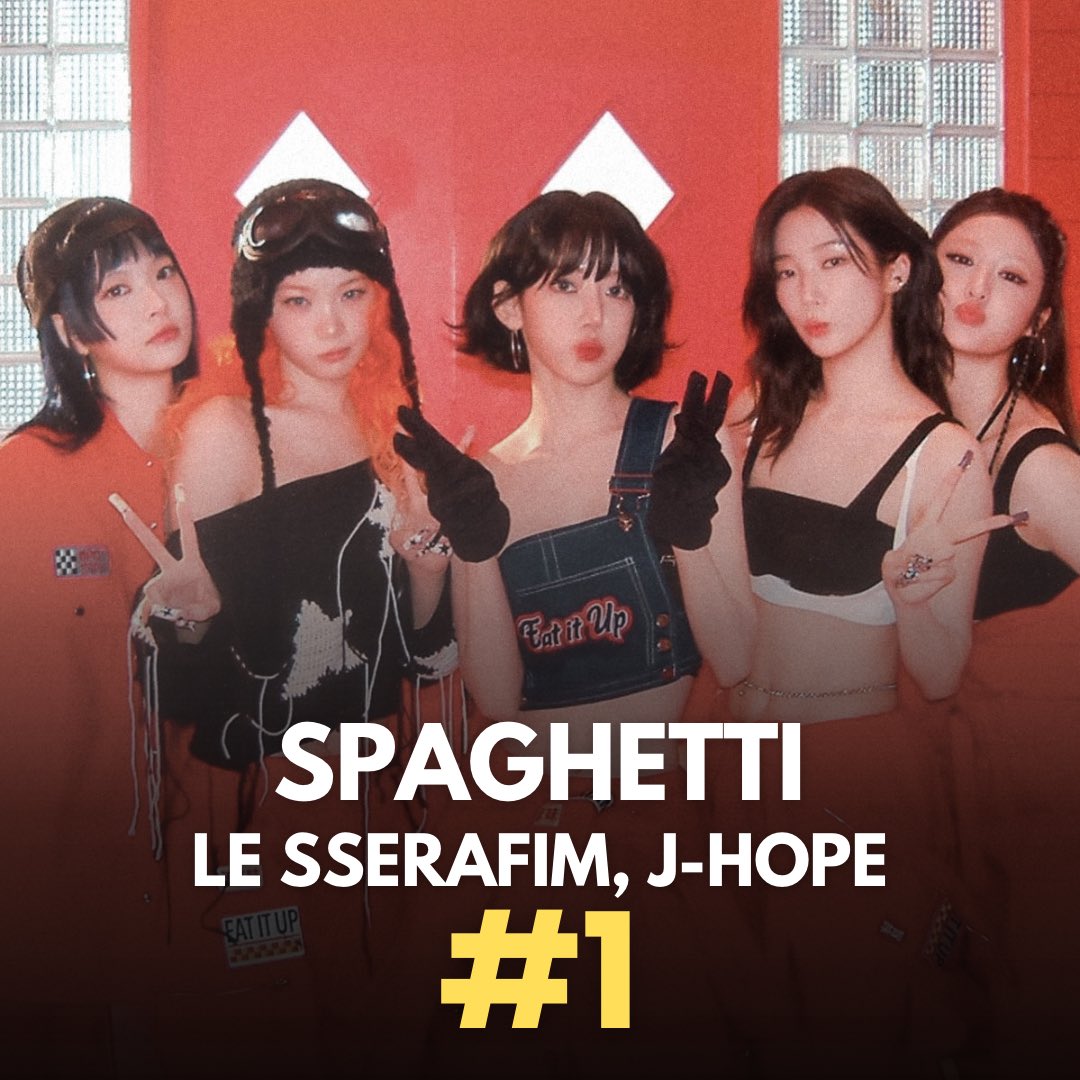 chaesmarts's tweet image. le sserafim and illit currently hold the top 2 spots on the melon hot 100