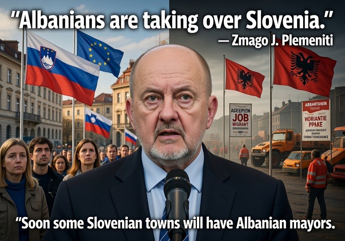 🚨 “Albanians Are Taking Over Slovenia” — Former Diplomat Warns Some Towns Will Soon Have Albanian Mayors

SLOVENIA — A controversial statement by former Slovenian diplomat <a href="/ZmagoPlemeniti/">Zmago J. Plemeniti</a> Plemeniti has ignited a heated national debate after he warned that demographic and labor
