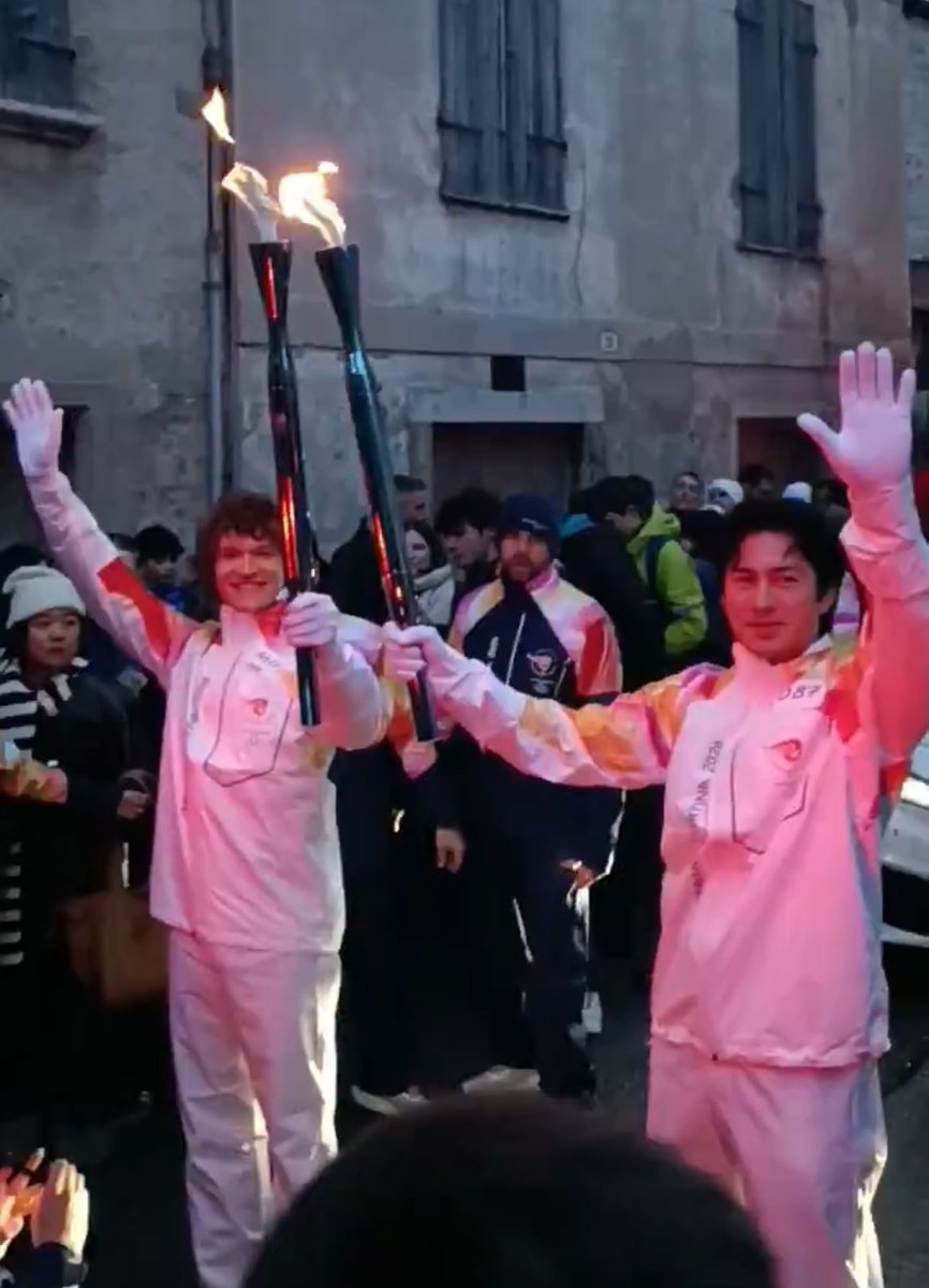 hollnvs's tweet image. BREAKING: Hockey husbands Shane Hollander and Ilya Rozanov at the torch ceremony for the 2026 Winter Olympics!
