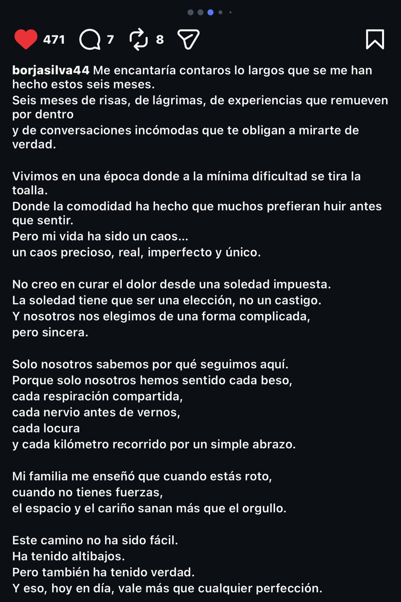 Maarcos016_'s tweet photo. El post que acaba de subir Borja sobre su relación con Almudena. AMO🥹 https://t.co/3Sis7NK8AJ