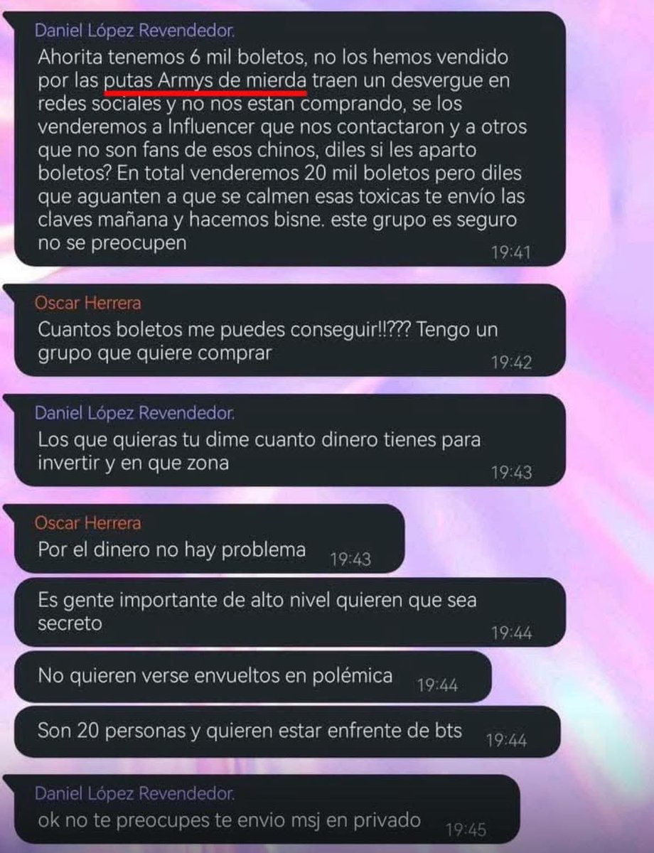 jmygmochis's tweet photo. LAS NETA QUE MÁS PENDEJ0S NO PUEDEN SER JAJAJAJ ESTOY CREEN QUE NOS VAMOS A DEJAR Y QUE LAS COSAS SE VAN A “CALMAR”, DEBERÍAN MORDERSE LA PUT4 LENGUA CUANDO ELLOS SON LAS MIERD4S 

ARMY NO COMPRA EN REVENTA
#BTS_WORLDTOUR_MEXICOCITY #ARMYNoCompraReventa #NoALosRevendedores https://t.co/FUUqRUJy3L