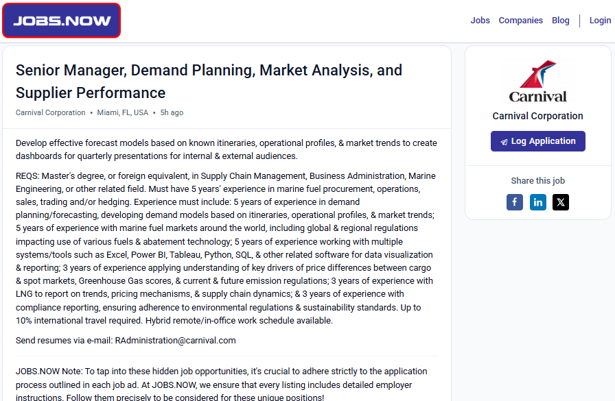 JobsNowPR's tweet image. Carnival Cruises is back with another email-only application in Miami!

Do they not want American applicants for this senior manager job?