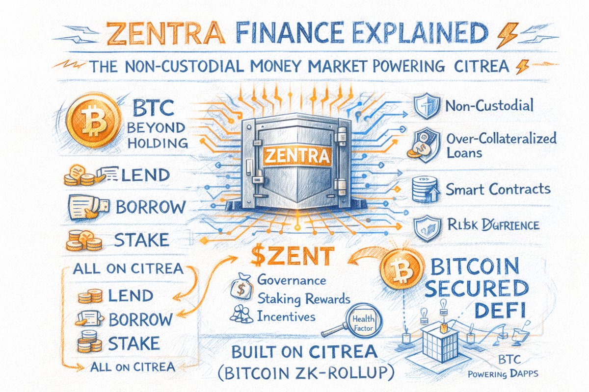 ZENTRA FINANCE EXPLAINED: THE NON-CUSTODIAL MONEY MARKET POWERING CITREA  🟧⚡ 1) Bitcoin is waking up. DeFi is moving on-chain. Zentra Finance is  building the money market Bitcoin never had. 🧵👇