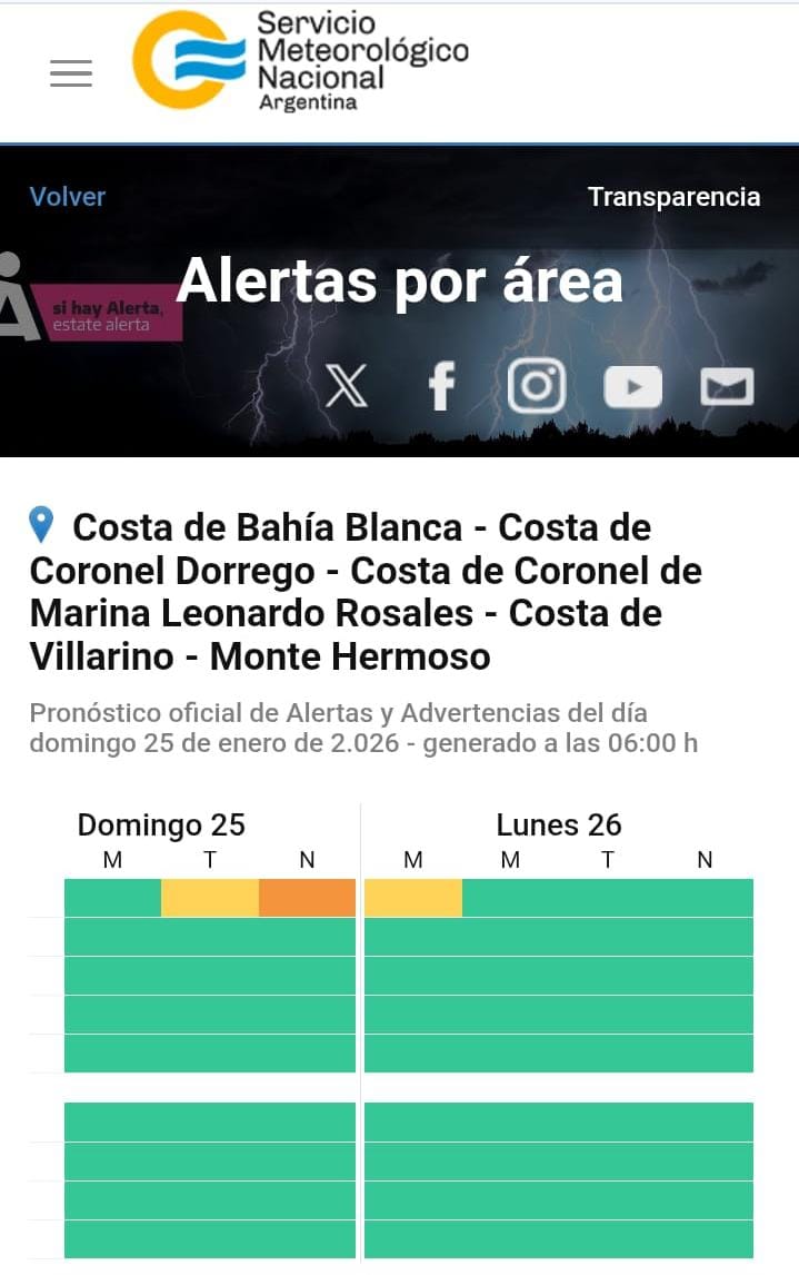 Municipio ratifica alerta naranja para la tarde noche. Suspende actividades municipales desde las 15 y desde las 18 ya eventos en lugares cerrados. Viento puede alcanzar 90 km 40 a 60 mm de lluvia