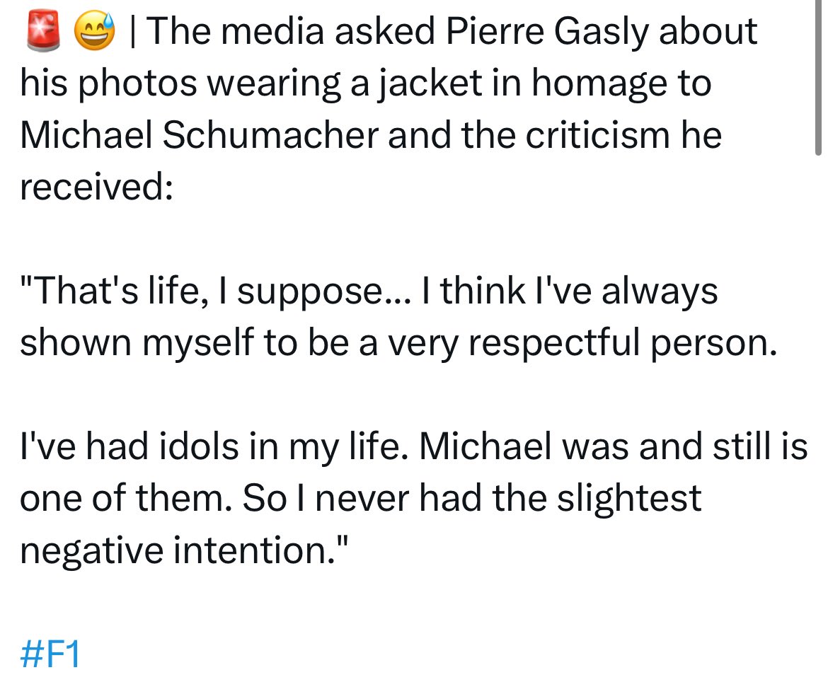 he had to state the obvious... but everyone was so sure that he was meant to disrespect him in any way😭 i'm glad Pierre actually spoke up because y'all are weird as hell.
