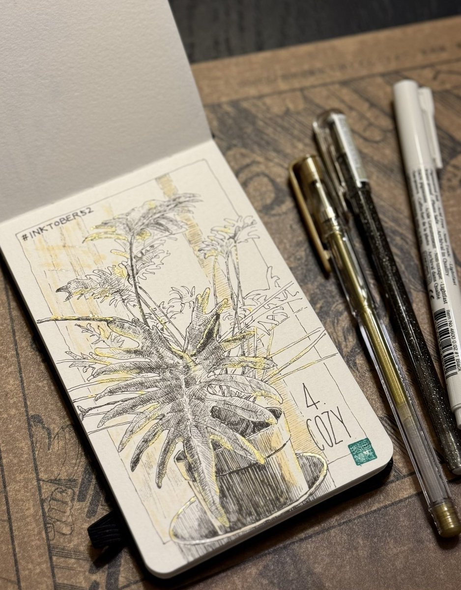 Drawn_JiJi's tweet image. 4.cozy
光を浴びて居心地良さそうにしてた🌱

#inktober52
#ペン画