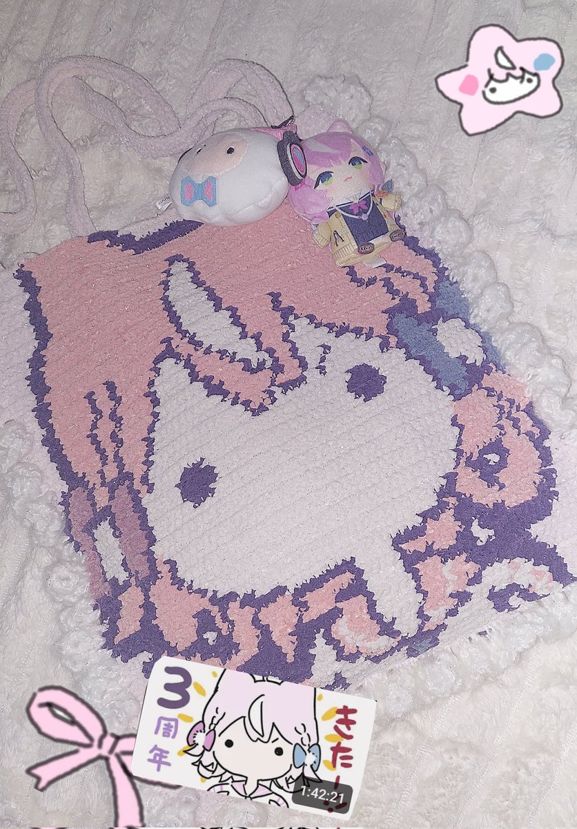 tori12125's tweet photo. アニカフェ行くと伝えたら、母が編んでくれた魔王様トートバッグ🐑📌；；♡ https://t.co/F0tNCMui75