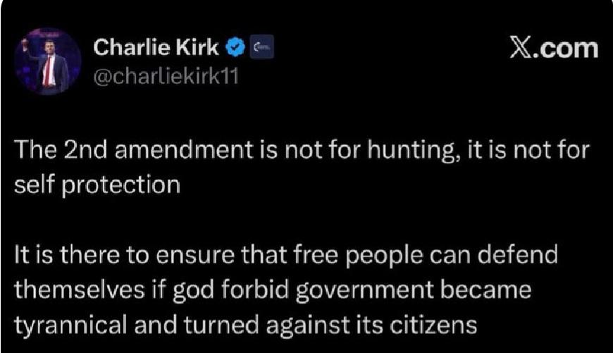 <a href="/Angry_Staffer/">Angry Staffer</a> <a href="/Mary88Rz/">M.R.S.H. 🗳️People Power🗳️</a> Charlie Kirk weighs in from the great beyond. MAGA not going to like it