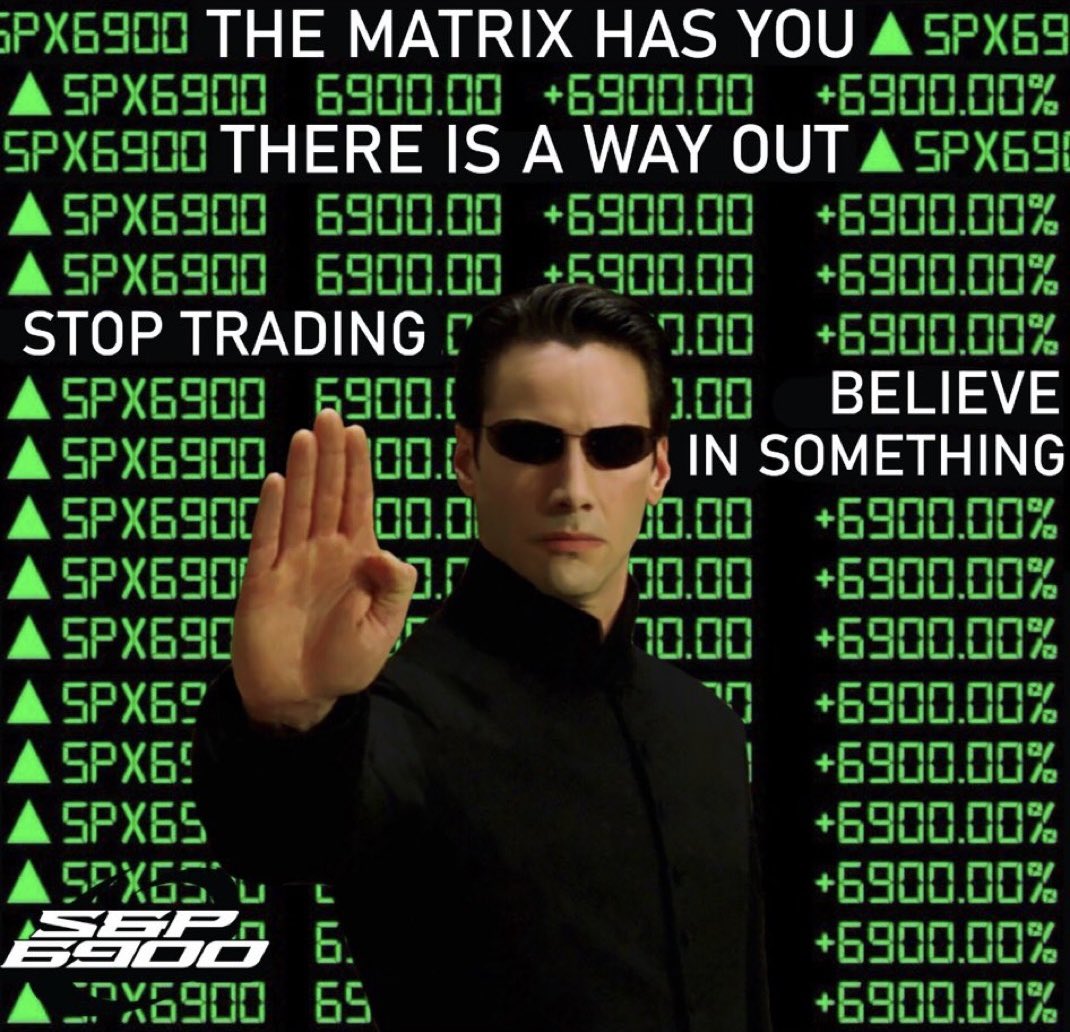 Panic-analysing Murad’s posts isn’t doing your own research 🤣

Those who use externals will always feel emotionally dependent

Dependant for the high &amp; vulnerable to the low

#SPX6900 fixes this. 

Join the community properly

Be your own research

Be your own conviction
💹🧲