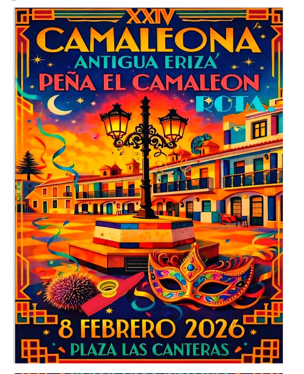 CamaleonRota's tweet photo. Presentados el cartel anunciador tanto de la XXIV Camaleoná Popular (Antigua Erizá), obra de José Antonio Cruzado, como del XXIV Trofeo Camaleón Memorial Julio Durán, obra de nuestro socio Leopoldo Almisas. 
Enhorabuena, y agradecidos, a ambos autores por semejantes obras de arte https://t.co/nHTmqdtXQb