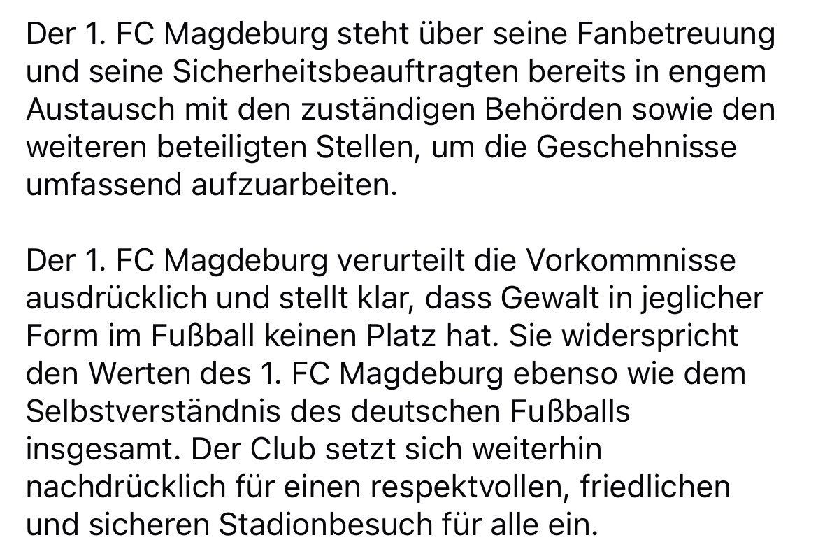 1fc_magdeburg's tweet image. Im Rahmen des Ost-Derbys zwischen dem 1. FC Magdeburg und der SG Dynamo Dresden kam es zu einer Auseinandersetzung zwischen FCM-Anhängern und der Polizei. Den bei den Vorfällen verletzten Personen wünschen wir allesamt eine gute und schnelle Genesung.
—————
#FCMSGD
#EINMALIMMER