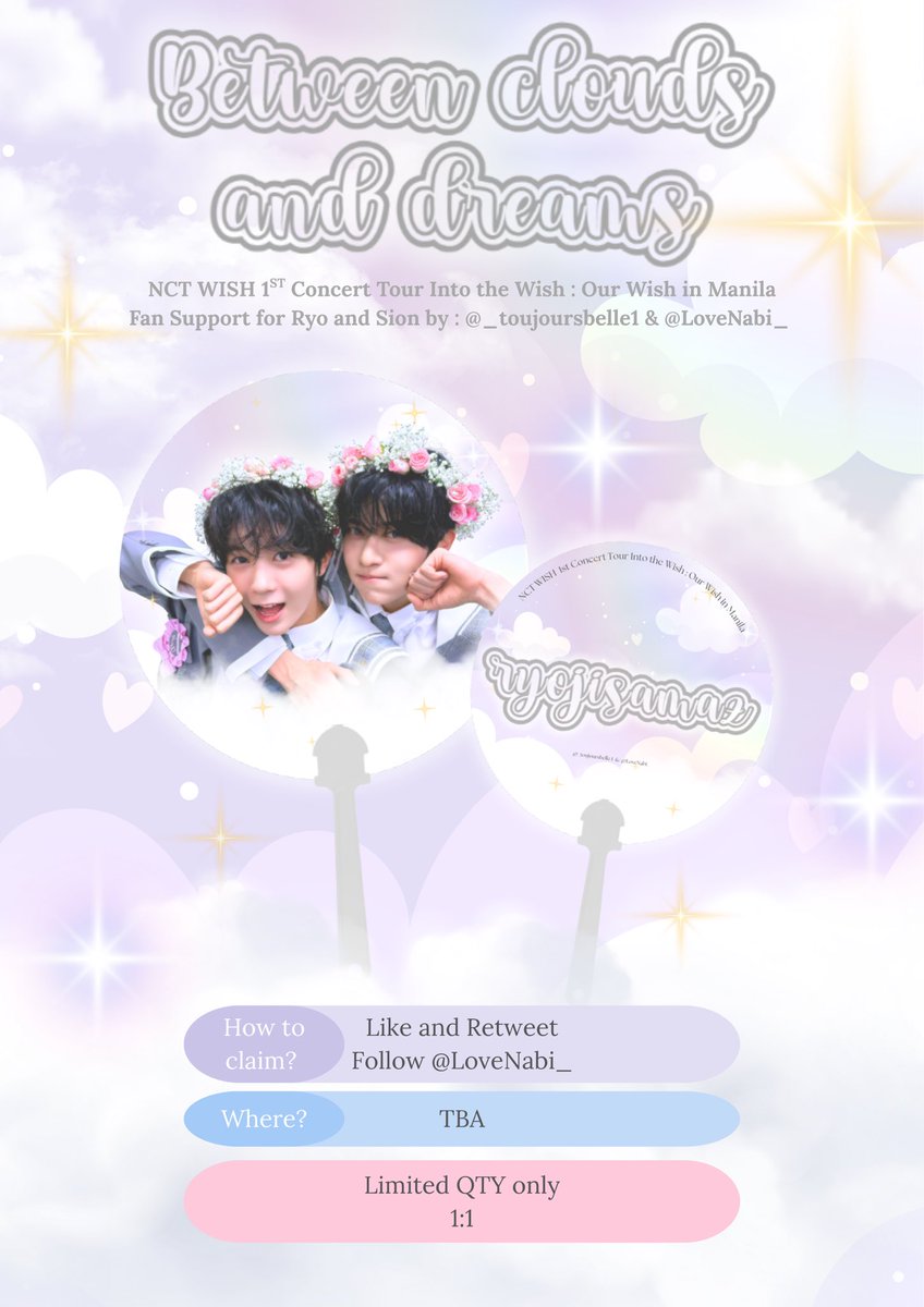 💜💛 NCT WISH INTO THE WISH : OUR WISH IN MANILA
FAN SUPPORT FOR RYO &amp; SION By : <a href="/_toujoursbelle1/">EA (𝓮-𝔂𝓪) | Mint Choco</a> &amp; <a href="/LoveNabi_/">Love Nabi 🦋</a> 💜💛

~ Like &amp; RT
~ Mbf <a href="/LoveNabi_/">Love Nabi 🦋</a> 
~ Show proof on d-day

#NCTWISH #INTOTHEWISH #OurWISH #OurWISH_MANILA #RYO #SION