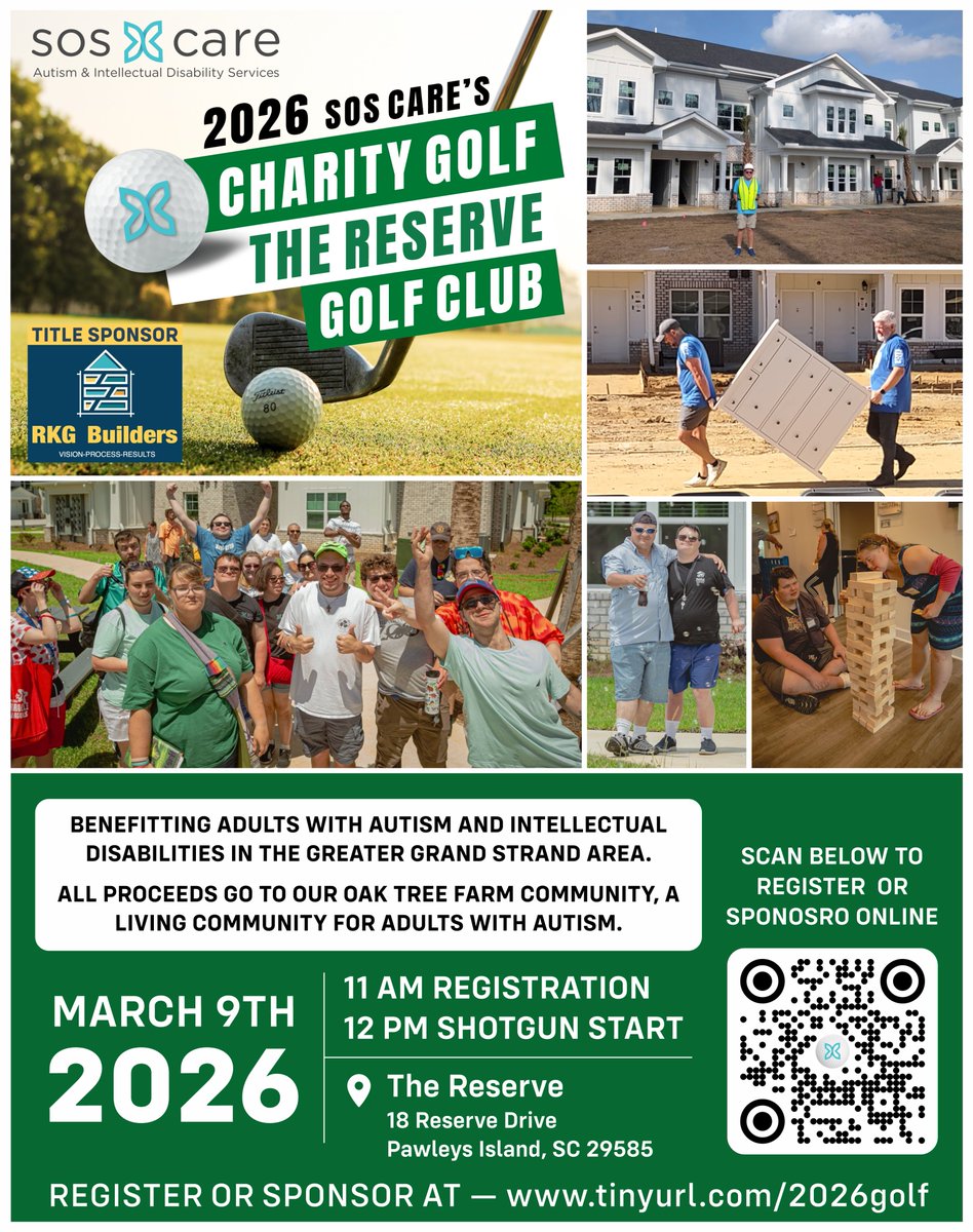 Hope4SOS's tweet image. Whether you play, sponsor a hole, or donate, 100% of proceeds go directly to Oak Tree Farm, helping provide housing, life-skills support, and inclusive community for adults with autism and other intellectual disabilities.

tinyurl.com/2026golf