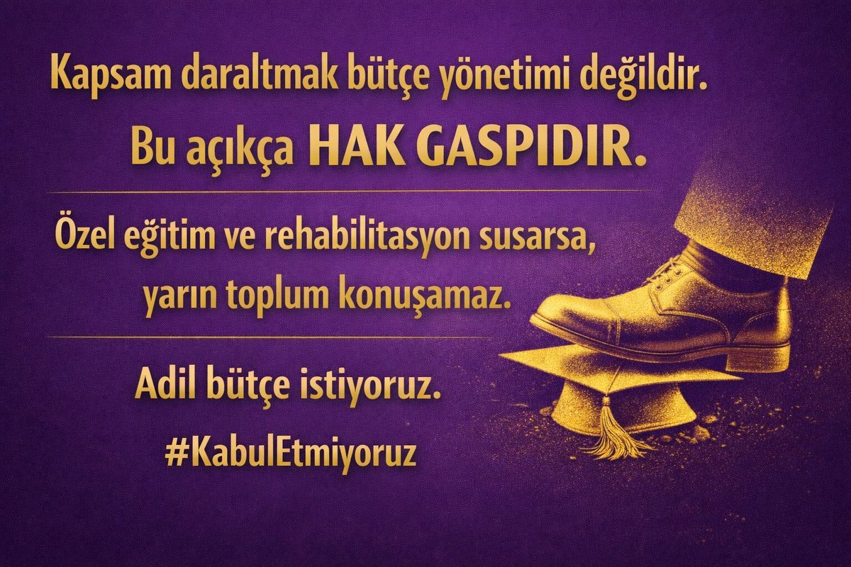 fatihekinci41's tweet photo. Kapsam daraltmak bütçe yönetimi değildir.
Bu açıkça hak gaspıdır.

Özel eğitim ve rehabilitasyon susarsa,
yarın toplum konuşamaz.

Adil bütçe istiyoruz.
#KabulEtmiyoruz https://t.co/JwOW3i9GPM