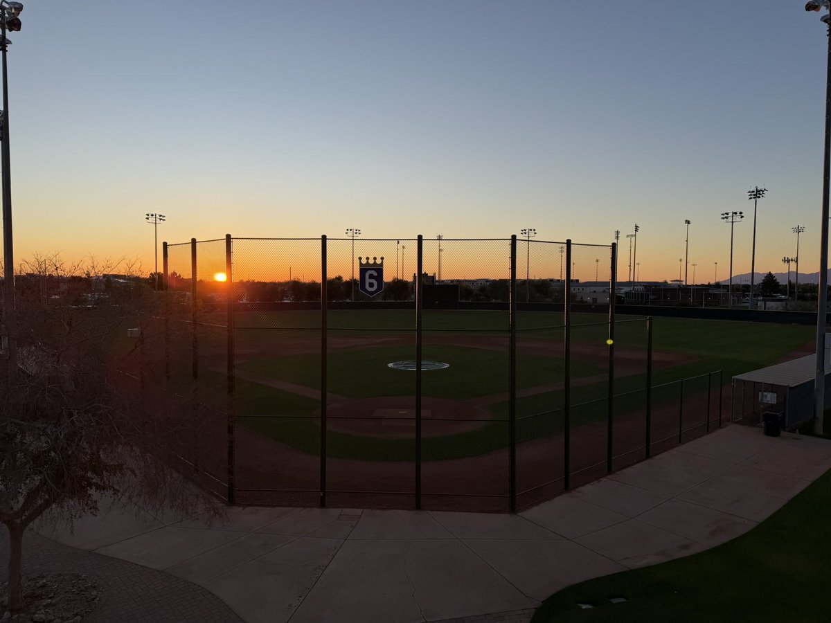 KCRoyalsPD's tweet photo. 📸 this AM in Surprise, AZ. 

Spring is coming, KC, we promise. 

And with it, #Royals baseball!! ⚾️ 🌵 ☀️ 

#RaisingRoyals👑 https://t.co/PLqtnrNUXG
