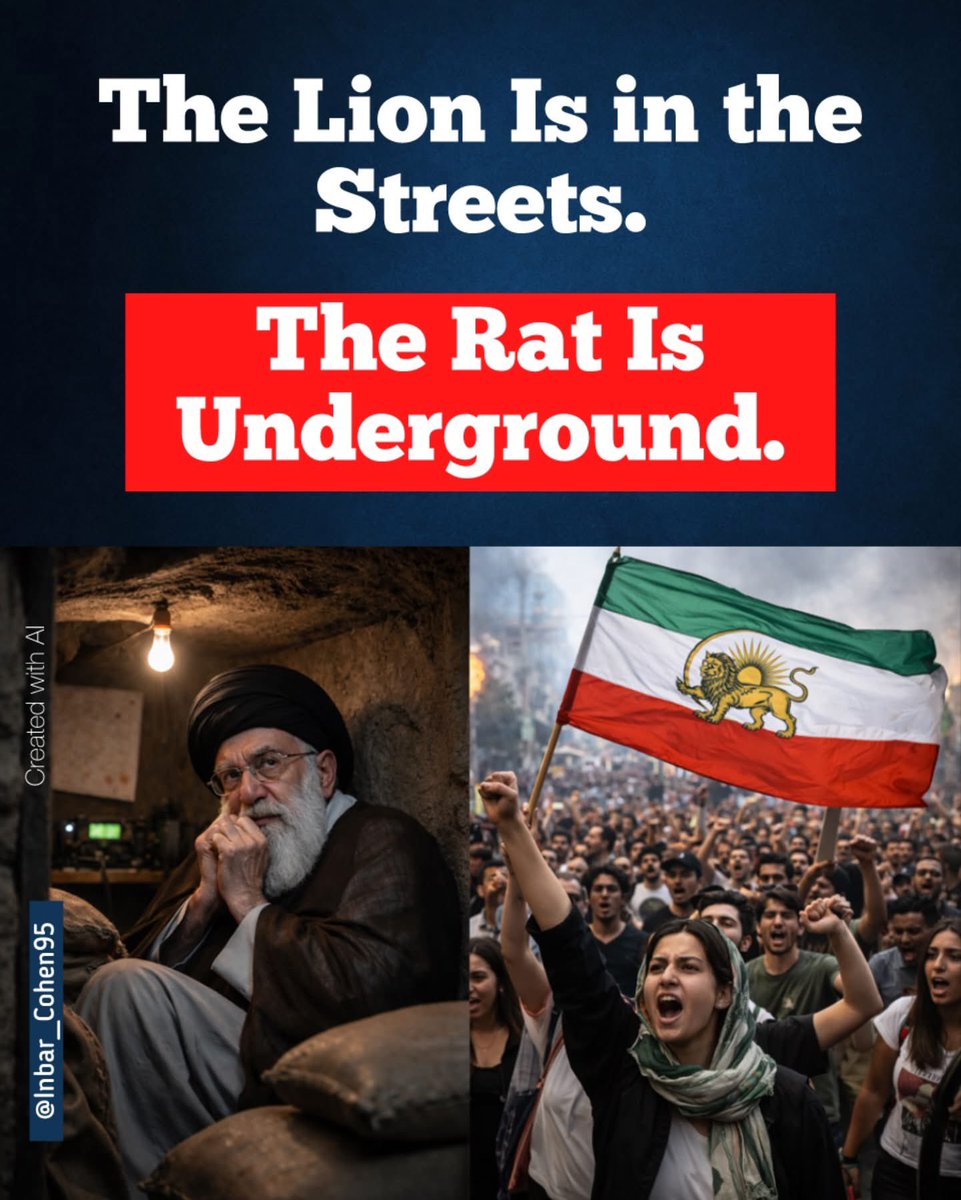 The lion is in the streets, the rat is underground 

#IranRevoIution2026 
#IranMassacre 
#R2PforIran
