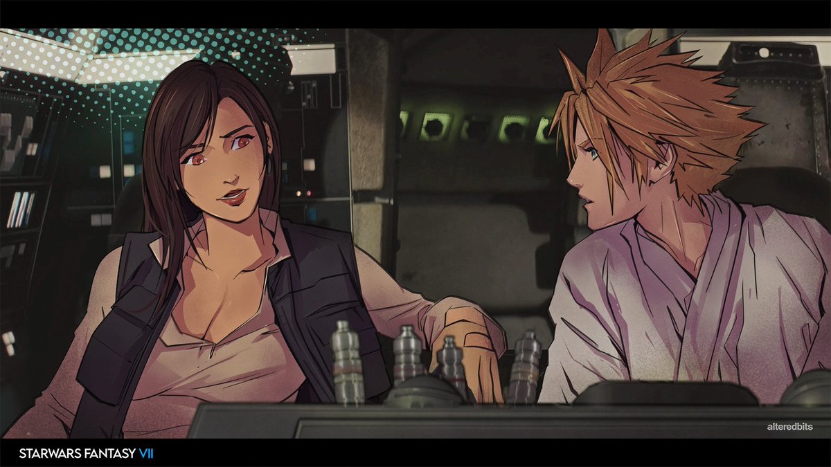 AlteredBits's tweet image. Say Cloud-- do you think a princess and a gal like me...

#FF7 x #StarWars