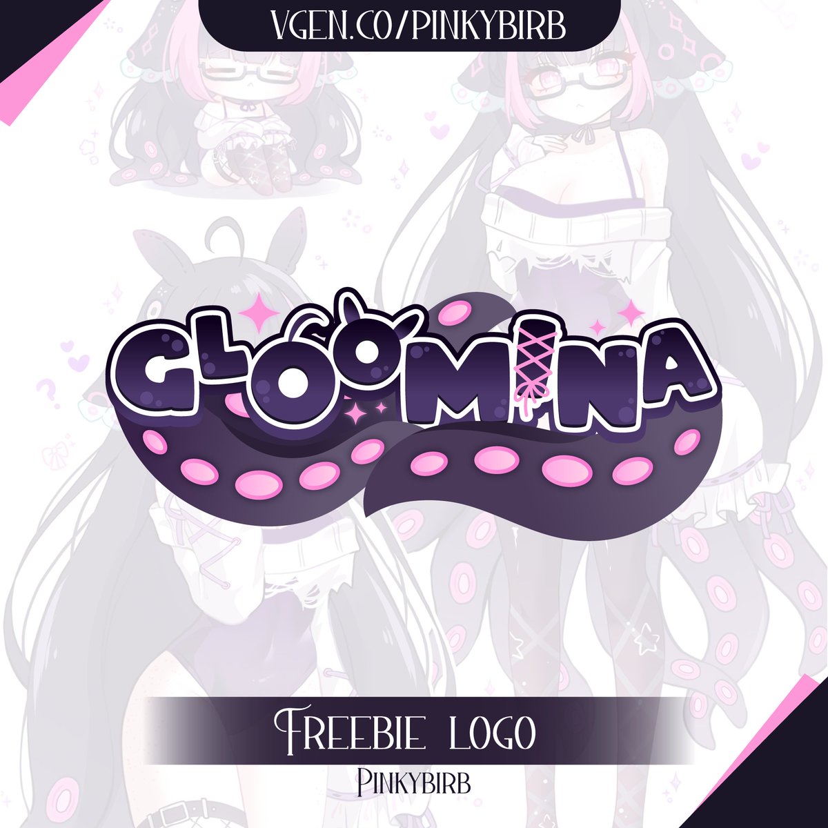 pinkybirb's tweet image. I love tentacle girls @Gloomina 🌧️ #Gloomina 
First freebie logo eheee!!!!!!!!!!!