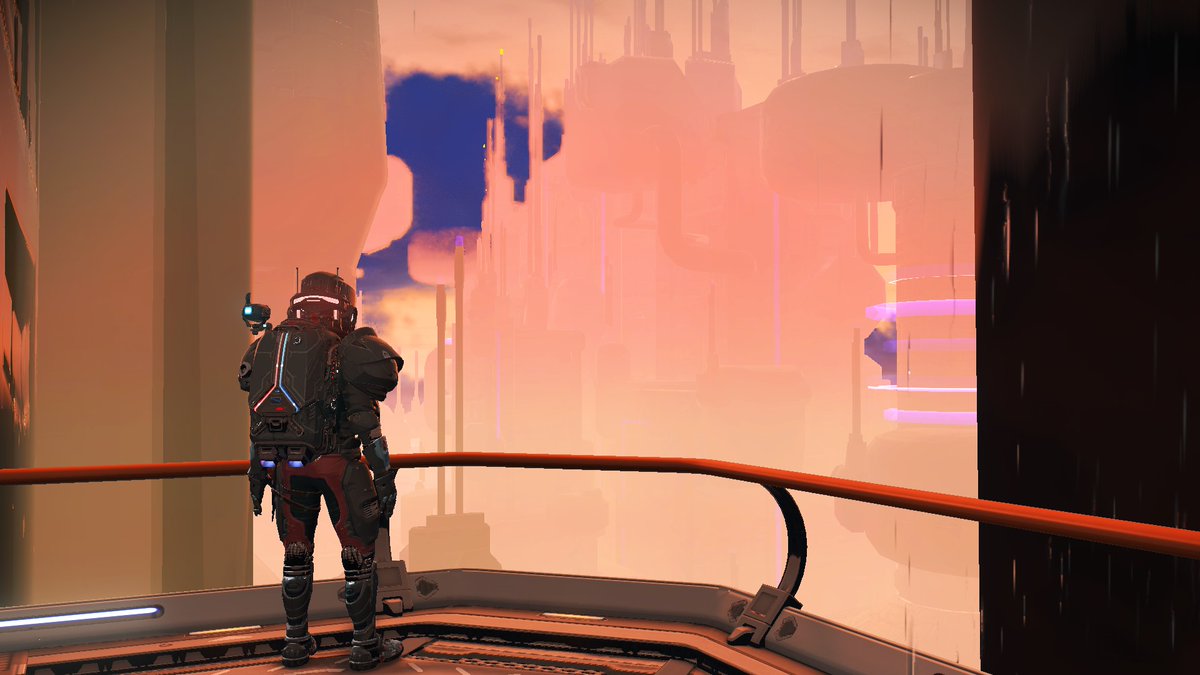 Progress of our Coruscant Inspired Metropolis continues! Established with a functioning Spaceport for Corvettes! Upper &amp; Lower City Districts! The Community Capital continues to go ahead! Our love for <a href="/NoMansSky/">Sean Murray</a> only ever grows with innovations like these! 🚀 #NoMansSky #Creation