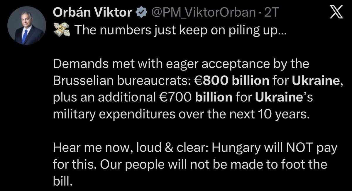 Die EU akzeptiert jetzt zusätzlich 1,5 Billionen (1 500 Milliarden) für die Ukraine.

Keine Worte.

#Ukraine #EU #CDU