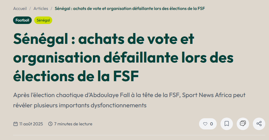 🔴 Le président de la fédération sénégalaise de football, qui vient d'accuser le Maroc de tout contrôler à la CAF, a acheté les votes lors de son élection en août 2025 !
sportnewsafrica.com/articles/seneg…