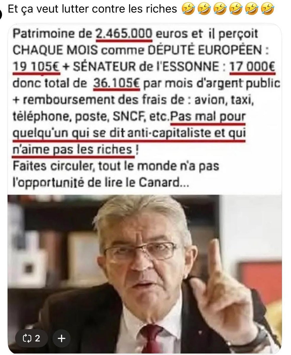 Il faut taxer les riches nous dit t’il !!🤮🤮🤮🤮

#lfi_pourritures