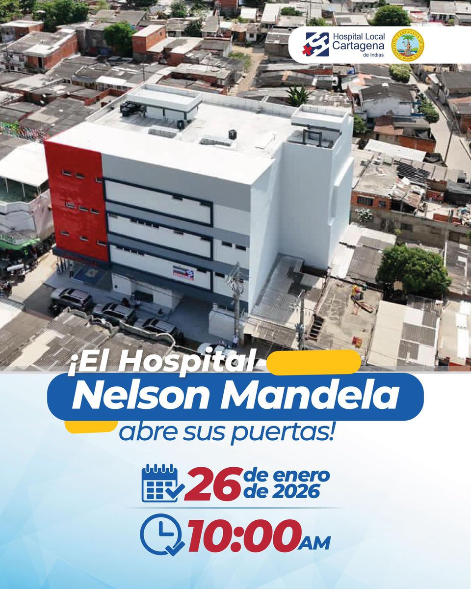 ¡Se acabó la espera! Tras 14 años, el 𝗛𝗼𝘀𝗽𝗶𝘁𝗮𝗹 𝗱𝗲 𝗡𝗲𝗹𝘀𝗼𝗻 𝗠𝗮𝗻𝗱𝗲𝗹𝗮 deja de ser un «elefante blanco», para ser el centro asistencial público más moderno e importante de la localidad 3 de #Cartagena. 

Esta HISTÓRICA  inauguración contará con la presencia de
