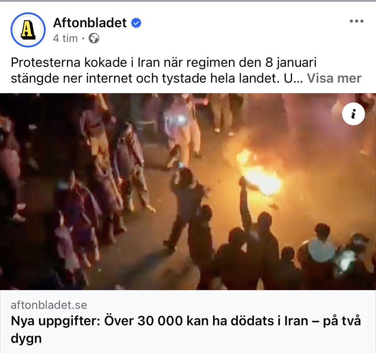 Minns ni Mohammad Fazlhashemi? Nyligen sade han i SVT att uppgifter om 12 000 dödade demonstranter borde tas ”med en nypa salt” och antydde dessutom att rapporteringen styrdes av Israel.

Nu vet vi att det verkliga antalet dödade varit mer än tre gånger så högt – över 36 000