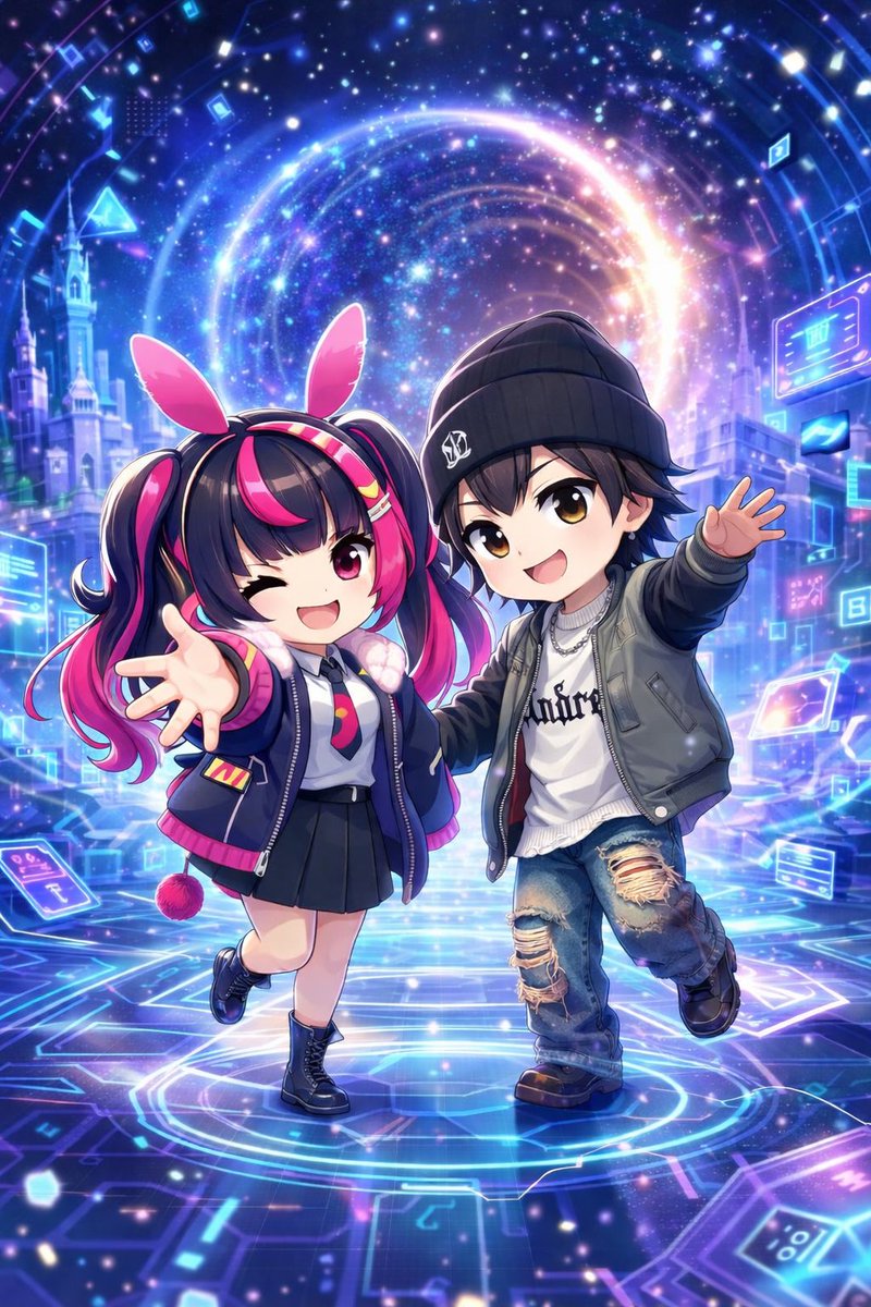 Niina_0c5l0m2x's tweet photo. #わがままアート 

META WORLDをイメージして作ったイラスト
2人とも可愛くできてる🥹💖

#メル活 #iamSHUM #AI #イラスト #METAWORLD #仮想空間 
@Meluna_wagamama 
@iamSHUM https://t.co/MmpLxLVw8z