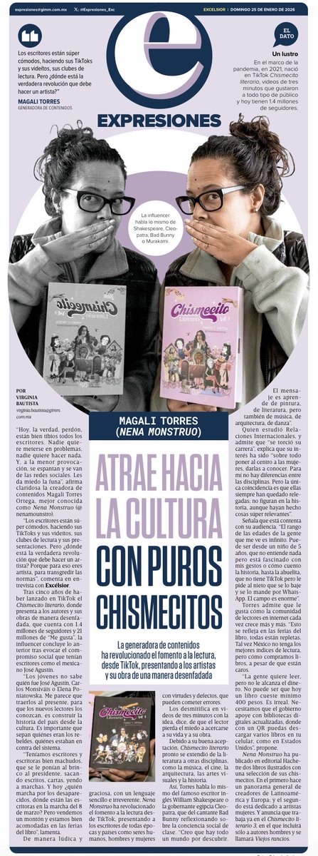 La generadora de contenidos ha revolucionado el fomento a la lectura, desde TikTok, presentando a los artistas y su obra de una manera desenfadada.