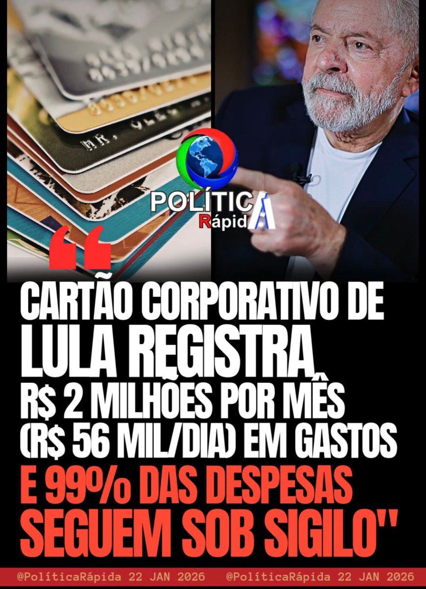 O Lula está gastando 2 MILHÕES por mês!

Onde estão os fiscais de cartão corporativo?