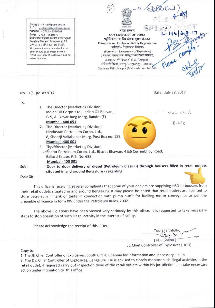 <a href="/cavikasdixit/">Vikaas Dixitt: Adv. Allahabad High Court</a> <a href="/IndianOilcl/">Indian Oil Corp Ltd</a> <a href="/ChairmanIOCL/">ChairmanIOC</a> <a href="/PesoNagpur/">PESO Nagpur</a> <a href="/pesoagra/">PESO Agra</a> ना अशोक की लाट का सम्मान
ना माननीय हाई कोर्ट के order का सम्मान
PESO और IOCL के बारे में तो क्या ही बोला जाए किसी भी लिखित संवाद का कोई मान नहीं है
कानून व्यवस्था और संविधान के अधिनियमों की धज्जियां उड़ाने में नोबेल पुरस्कार मिलना चाहिए इनको
<a href="/narendramodi/">Narendra Modi</a>
<a href="/PMOIndia/">PMO India</a>
<a href="/PetroleumMin/">Ministry of Petroleum and Natural Gas #MoPNG</a>