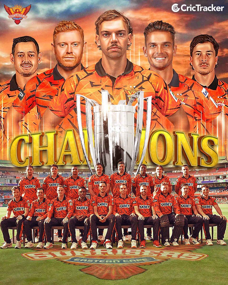 𝐂.𝐇.𝐀.𝐌.𝐏.𝐈.𝐎.𝐍.𝐒 👑

Sunrisers Eastern Cape reign supreme once again, clinching the SA20 2025/26 title and celebrating their third championship triumph.
#SA20Final