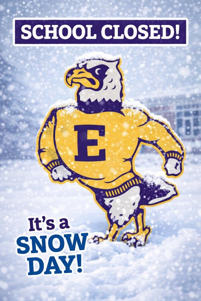 CodyCusic's tweet photo. Due to snow and hazardous road conditions, all Eldorado schools will be closed Monday and Tuesday, January 26 and 27.  All games, practices, and school events are also canceled. https://t.co/K2dD7ZdSIg