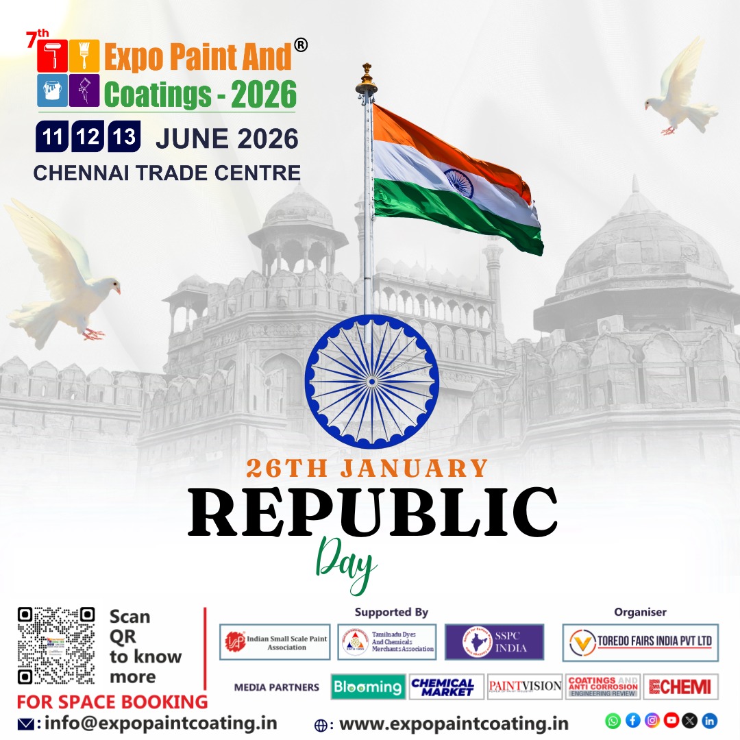 🇮🇳 Republic Day Wishes – Expo Paints &amp; Coatings 
✨ “On this Republic Day 2026, Expo Paints &amp; Coatings salutes the spirit of unity, resilience, and progress that defines our nation.
#republicday #26january #expopaintandcoatings2026 #toredofairs #epc2026 #expopaint #makeinindia