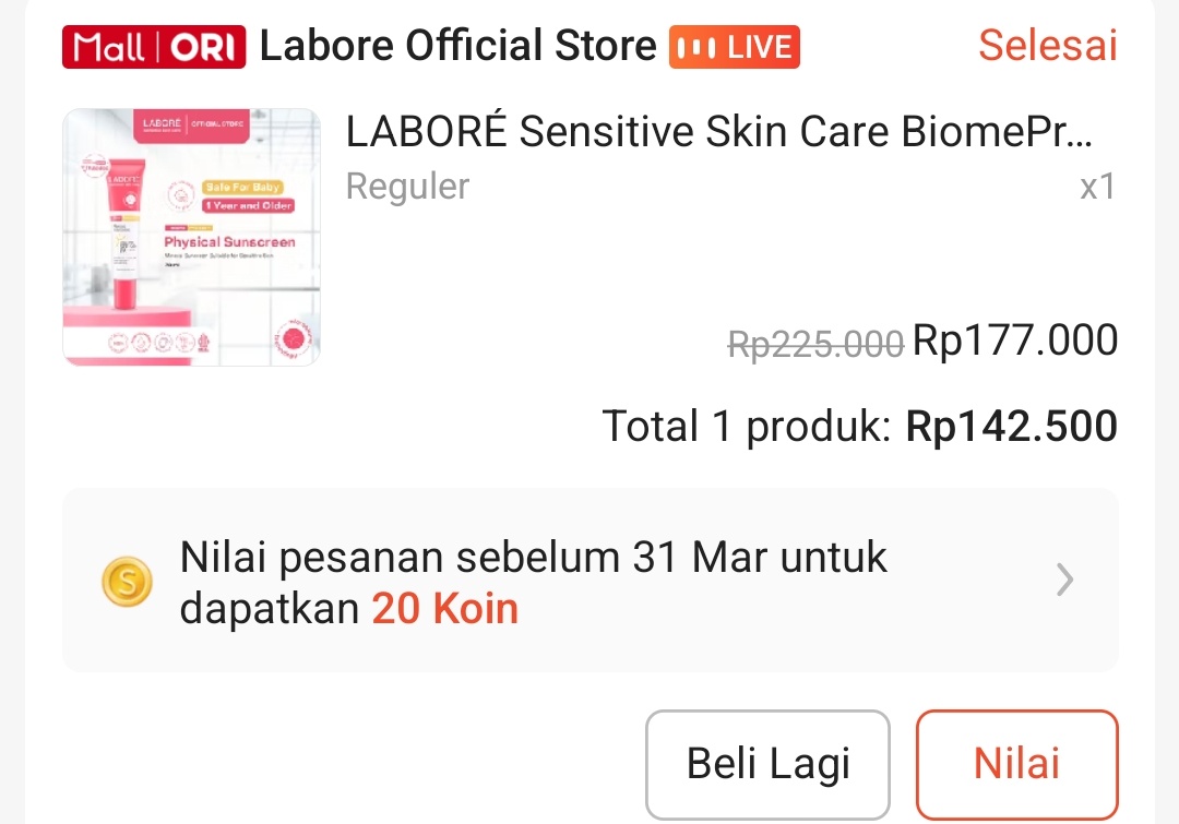 avcnnnn's tweet photo. Wts wtb
Labore physical sunscreen spf50+, blm pernah dipake. Pas dicoba timbang pake timbangan biasa 42 gr (isinya 30ml).
Beli di official store, bisa co oren.
105k 
Minus kotaknya udah dibuang.
Alesan jual : udah ngestock tp akhirnya ganti ke SS merek lain
Pengiriman dari jakpus https://t.co/sBHYamc4cZ