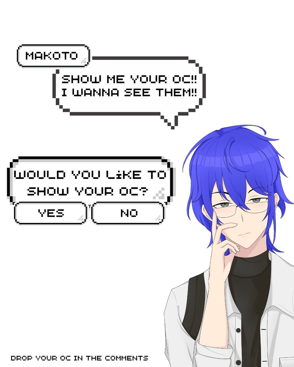 HEYY STOP!!
Makoto said, “Show me your OC!!
I wanna see them"

Drop your OCs below, guys 👀✨
He’s curious hehe💚 :3
#smallartist #artmoots