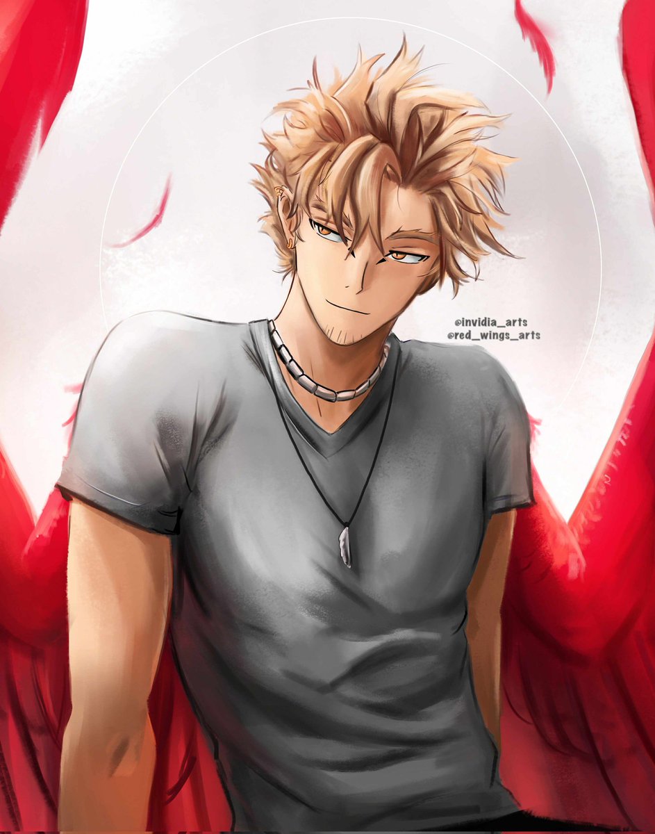 Illustration made on Procreate 🩵 The idea came to me while looking at the back cover of Volume 20 of My Hero Academia. I even reused the same colors 🩵

#Hawks #keigotakami #bnha #mha #number2hero #horikoshi #fanart #hawkslover #hawksartwork