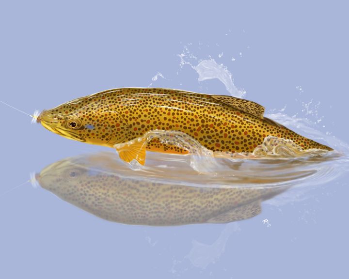 Art of the Day! "River Rising Series: Leaping Brown". Buy at: ArtPal.com/tmccall?i=2923…