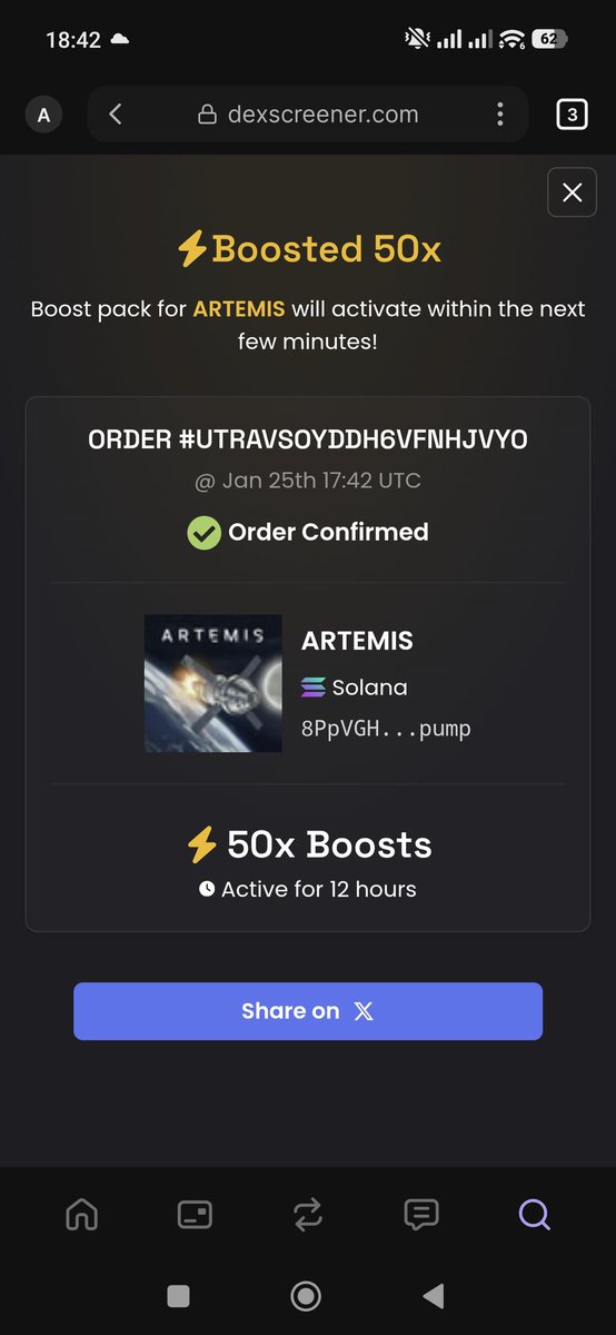 ArtemisMooner's tweet photo. Another boost.
Dexscrener trending.
Let everyone know that Artemis is going to the moon. https://t.co/ON0opfjw4F