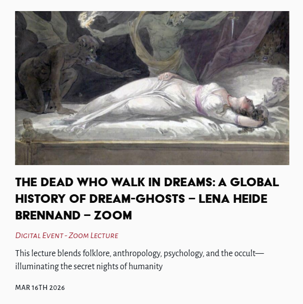 TheLastTuesdayS's tweet image. Tonight's Lecture - The Dead Who Walk in Dreams: A Global History of Dream-Ghosts - Lena Heide Brennand - Zoom

#Dead #Dreams #Ghosts  #LenaHeideBrennand  @TheLastTuesdayS 

thelasttuesdaysociety.org/event/the-dead…