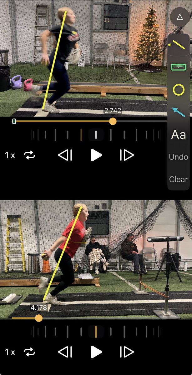 EmeriDisney2027's tweet photo. I have been working at pitching lessons on staying hinged longer to avoid standing straight up when I pitch! Top image is from January 7th and the bottom is from the 21st. @outlaws_walker #softball #softballpitcher #uncommited #collegepitcher #pitchinglessons https://t.co/oj3A9JMdlp