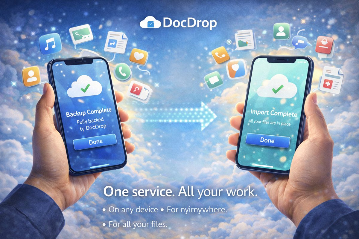 docdropin's tweet photo. New phone? Your files move with you.

Back up your old phone.
Log in on the new one.
Import everything in a few clicks.
No cables. No stress.
Just DocDrop.

👉 https://t.co/aHsXx8ivPB https://t.co/9YNOeQjtSu